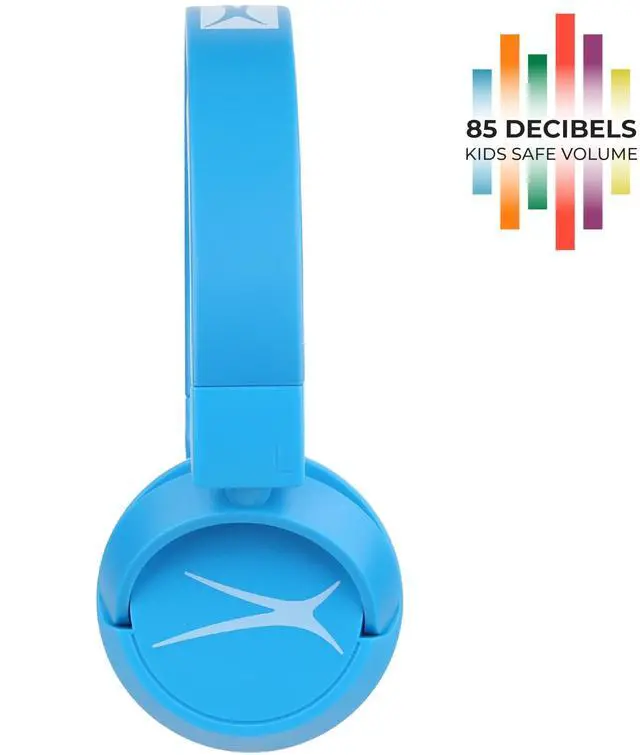 Alt view image 3 of 5 - Altec Lansing Kid Safe 2-in-1 Bluetooth and Wired Headphones, Noise Cancelling, Volume Control, Wireless, Foldable Design (Blue)