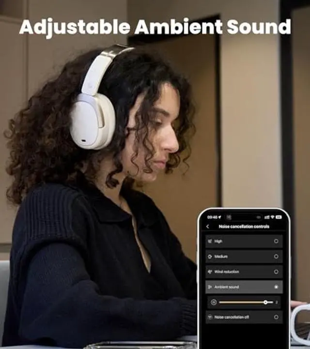 Alt view image 3 of 5 - Edifier W80 Over Ear Headphones with -49dB Active Noise Cancelling, LDAC AAC Hi-Res Wired & Wireless, AI Clear Call, Fast Charging, Multipoint Connection, Bluetooth V5.4 - Ivory