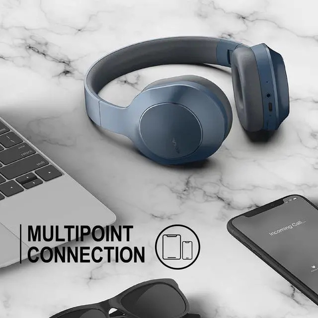 Alt view image 5 of 5 - Soul Emotion Max - Over-Ear Active Noise Cancelling Headphones with Crystal Clear Calls Multipoint Connection,60H Playtime,USB-C Quick Charging, Hi-Res Audio, Deep Bass, for Travel,Sport, Gym (Blue)