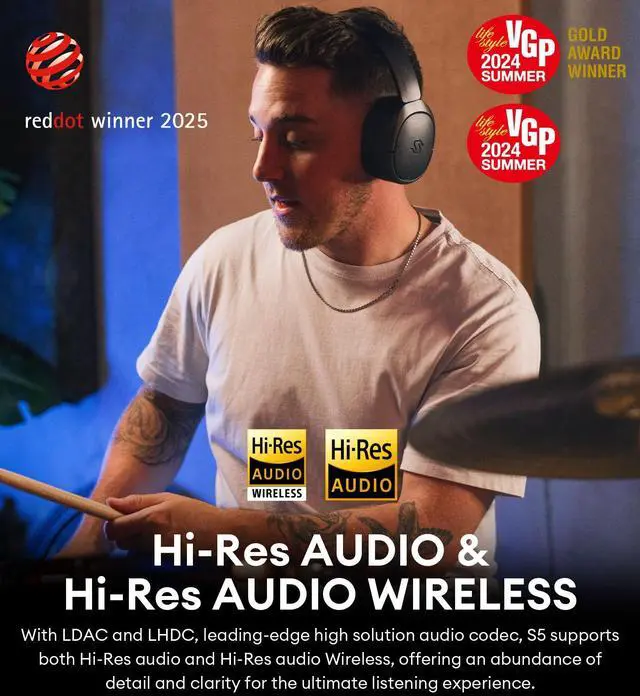 Alt view image 5 of 5 - Edifier STAX Spirit S5 Wireless Planar Magnetic Headphones, Snapdragon Sound, aptX Adaptive, Hi-Res Audio (LDAC LHDC), Bluetooth 5.4, Dual-Mic CVC Tech, 80H Playback & Fast Charging for Audiophiles