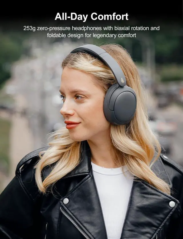 Alt view image 5 of 5 - Edifier W800BT Pro -44dB Hybrid Active Noise Cancelling Headphones, Wireless Over Ear Headphones with Bluetooth 5.4, Hi-Res Audio, AI Clear Call, Custom EQ via App, Foldable Design, 253g Comfort Grey