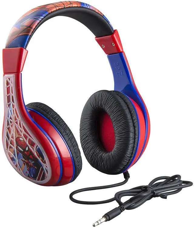 Main image of Spiderman Kids Headphones, Adjustable Headband, Stereo Sound, 3.5Mm Jack, Wired Headphones for Kids, Tangle-Free, Volume Control, Foldable, Childrens Earphones for School Home, Travel