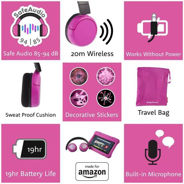 Alt view image 5 of 5 - Made for , Kids Bluetooth Headphones, Ages (8-15)
