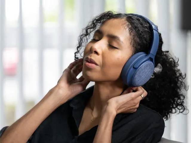 Alt view image 3 of 5 - Made for , Active Noise Cancelling Bluetooth Headphones with Built-in Microphone | Blue