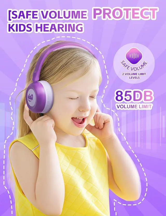 Alt view image 3 of 5 - Kids Bluetooth Headphones,Toddler Headphones with Microphone,85dB Volume Limited,Bluetooth 5.3 Twistable Lightweight Kids Wireless Earphones for Boy Girl Tablet Travel School