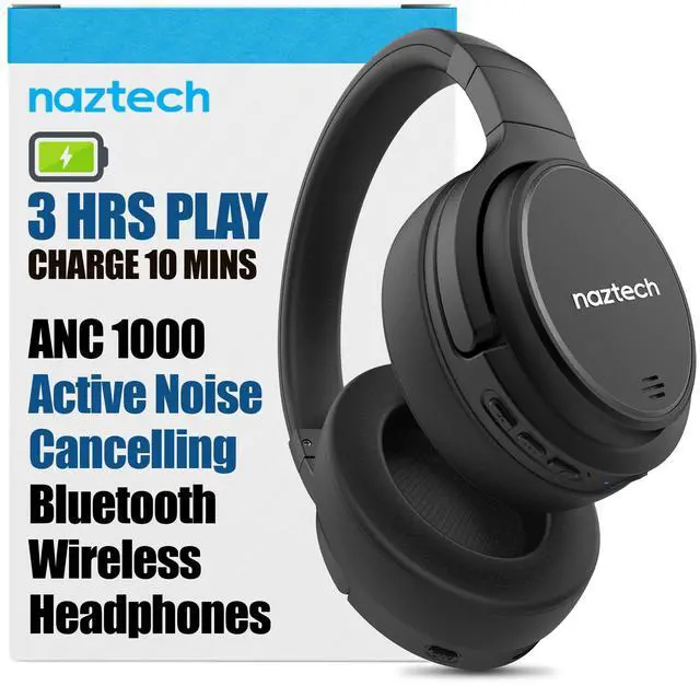 Main image of Naztech Driver ANC 1000 Bluetooth Headphones - Active Noise Cancelling, Bluetooth Wireless Headphones with 4 Mics, Comfortable Over-Ear Design, Up to 50Hr Playtime for TV, Travel & More - Black