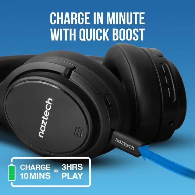 Alt view image 4 of 5 - Naztech Driver ANC 1000 Bluetooth Headphones - Active Noise Cancelling, Bluetooth Wireless Headphones with 4 Mics, Comfortable Over-Ear Design, Up to 50Hr Playtime for TV, Travel & More - Black