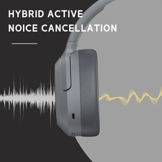 Alt view image 3 of 5 - Edifier W820NB Hybrid Active Noise Cancelling Headphones - Hi-Res Audio - 49H Playtime - Wireless Over Ear Bluetooth Headphones for Phone-Call - Grey