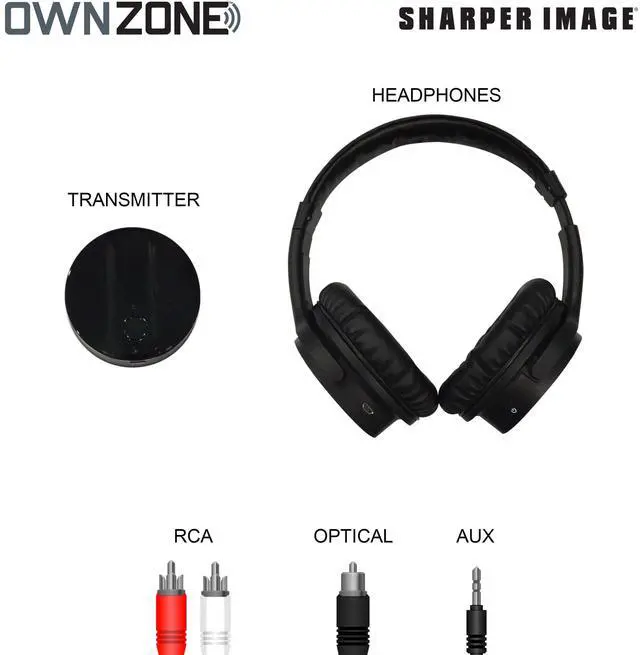 Alt view image 5 of 5 - Own Zone by Sharper Image Over Ear TV Headphones, Wireless & Rechargeable, Compatible with TV, AUX, RCA, and Optimal Connections Transmits up to 100ft Range