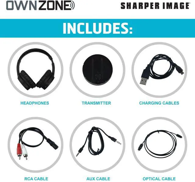 Alt view image 4 of 5 - Own Zone by Sharper Image Over Ear TV Headphones, Wireless & Rechargeable, Compatible with TV, AUX, RCA, and Optimal Connections Transmits up to 100ft Range