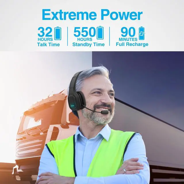 Alt view image 4 of 5 - Naztech NXT-700 Trucker Headset Bluetooth Wireless - Noise Cancelling, HD Sound, Adjustable Headband, & Memory Foam Ear Cups for All-Day Comfort, Office Headset with Mic - Black