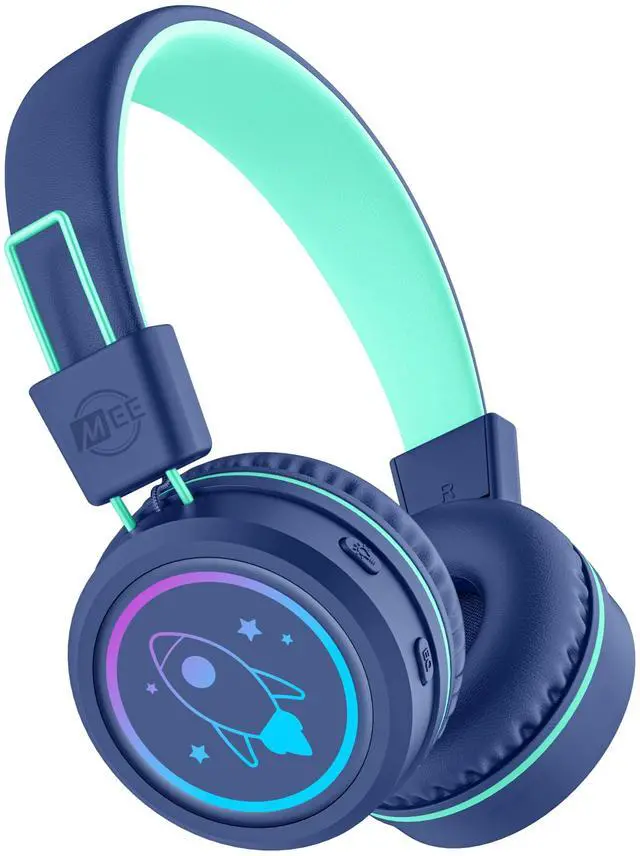 Main image of MEE audio KidJamz KJ55BT Bluetooth Wireless Safe Listening Headphones for Children with LED Lights, 85dB Volume Limiter, Mic & 40h Battery (Blue)