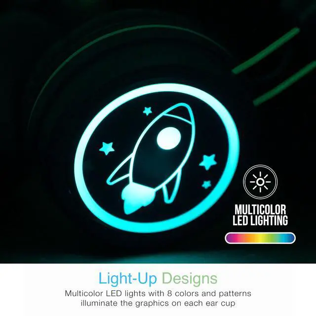 Alt view image 5 of 5 - MEE audio KidJamz KJ55BT Bluetooth Wireless Safe Listening Headphones for Children with LED Lights, 85dB Volume Limiter, Mic & 40h Battery (Blue)