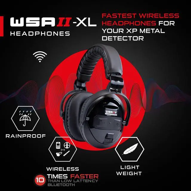 Alt view image 3 of 5 - XP METAL DETECTORS WSAII-XL Wireless Headphones for Deus II, Comfortable and Easy to Carry with Their Compact Design, Rainproof (IP68 3ft deep), Great for Noisy Environment