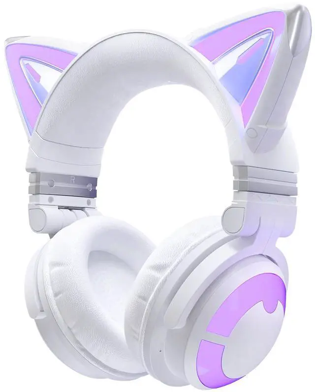 Main image of YOWU Cat Ear Headphones CE, Wired/Wireless Headphones with Seamless Live Sound Experience for PC/PE/Switch, Built-in Mic & Customizable RGB Light Effect for Anime Lovers(White)
