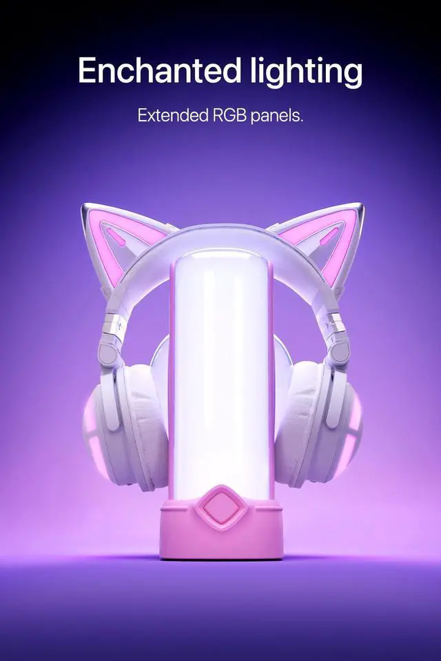 Alt view image 5 of 5 - YOWU Cat Ear Headphones CE, Wired/Wireless Headphones with Seamless Live Sound Experience for PC/PE/Switch, Built-in Mic & Customizable RGB Light Effect for Anime Lovers(White)