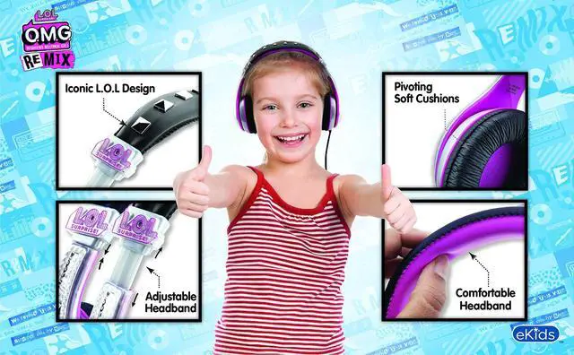 Alt view image 2 of 5 - eKids LOL Surprise Wired Headphones for Kids, School, Home or Travel - Tangle Free Stereo with Parental Volume Control, Connect via 3.5mm Jack