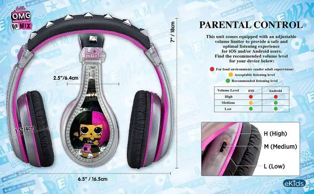 Alt view image 5 of 5 - eKids LOL Surprise Wired Headphones for Kids, School, Home or Travel - Tangle Free Stereo with Parental Volume Control, Connect via 3.5mm Jack