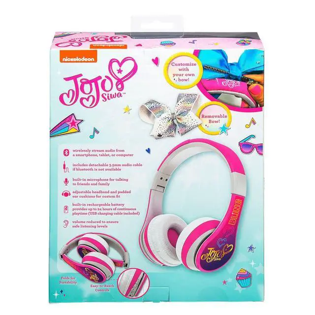 Alt view image 5 of 5 - JoJo Siwa Kids Bluetooth Headphones for Wireless Rechargeable Foldable Bluetooth Headphones with Microphone Kid Friendly Sound and Bonus Detachable Cord