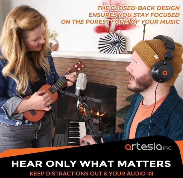 Alt view image 3 of 5 - Artesia AMH-10 Wired Over Ear Headphones, Close Construction with 50mm Drivers, Adjustable & Collapsible Design with 6.35mm to 3.5mm Jack for Daily Use