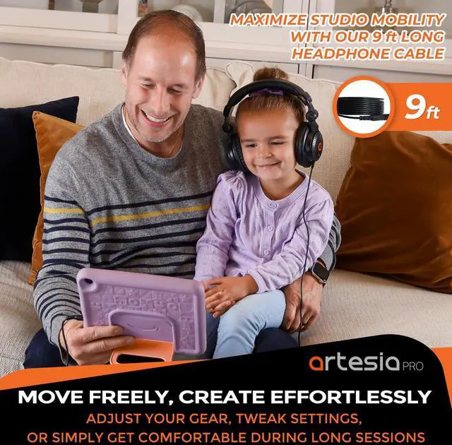 Alt view image 4 of 5 - Artesia AMH-10 Wired Over Ear Headphones, Close Construction with 50mm Drivers, Adjustable & Collapsible Design with 6.35mm to 3.5mm Jack for Daily Use