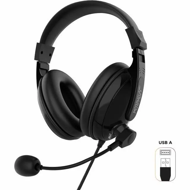 Main image of Morpheus 360 Deluxe Multimedia Stereo USB Headset - Adjustable Microphone - Lightweight Comfortable Design - Soft Eco Leather Ear Cushions - Over Ear - Black - HS3500SU