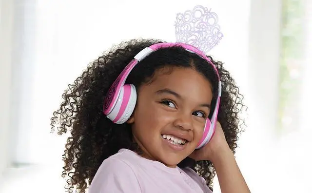 Alt view image 4 of 5 - eKids Wicked Glinda Bluetooth Headphones, Wireless Headphones with Microphone Includes Aux Cord, Volume Reduced Kids Foldable Earphones for School, Home, or Travel
