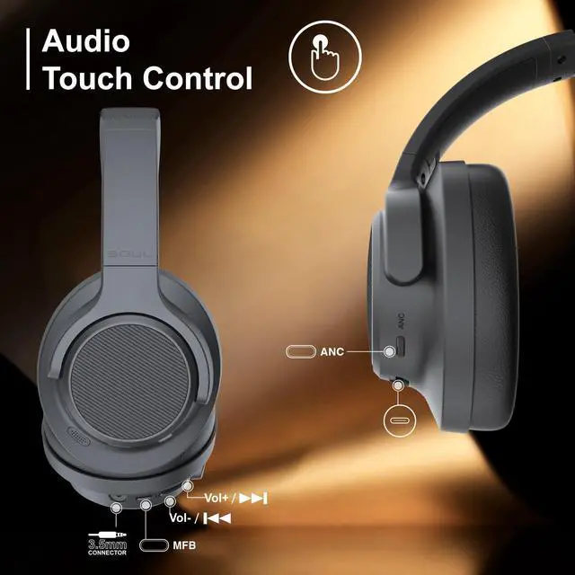 Alt view image 4 of 5 - Soul Electronics Bundle of Black Noise Cancelling Over-Ear Bluetooth Headset and Beige Wireless On-Ear Headphones, Deep Bass, Foldable, Low Latency