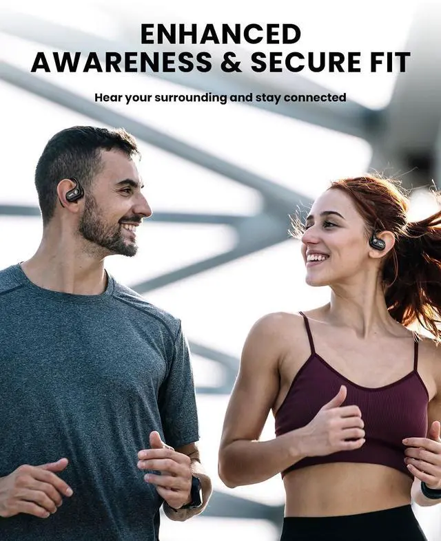 Alt view image 4 of 5 - Open Ear Headphones,Bluetooth 5.3 Air Conduction Headphones ,Comfortable for Long Wear ,Powerful Bass,AI Clear Calls,30H Playback,IPX6 Light Weight Open Ear Earbuds with Ear-Hook for Workout,Running