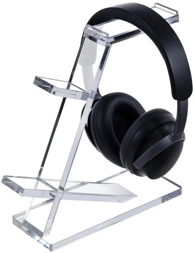 Main image of MyGift Premium 10mm Thick Clear Acrylic Gaming Headphone Headset Stand with 2 Controller Holder, Tabletop Universal Storage Rack for Game Accessories