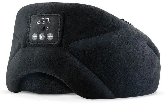 Main image of iLive Bluetooth Wireless Sleep Mask Headphones, Adjustable Headband, Carry Pouch Included, Black (IAHB31B)