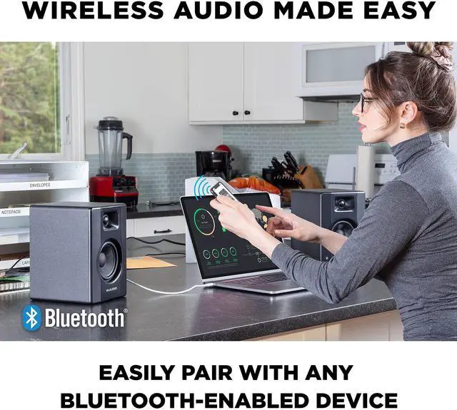 Alt view image 4 of 5 - M-Audio BX4BT 4.5" Studio Monitors & PC Speakers with Bluetooth for Recording and Multimedia & HDH40 - Over Ear Studio Headphones with Closed Back Design
