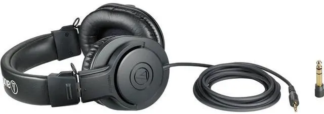 Alt view image 3 of 5 - Audio-Technica ATH-M20x Monitor Headphones (Black) + Gator Weatherproof Headphone Case + Cleaning Cloth - Deluxe Bundle