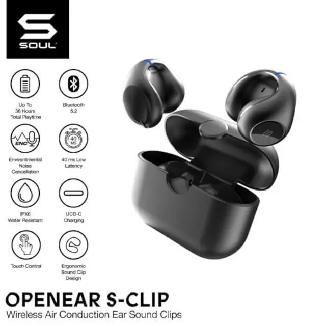 Alt view image 5 of 5 - Soul Electronics Bundle of Beige Noise Cancelling Bluetooth Headphone and Black Clip on Earbuds
