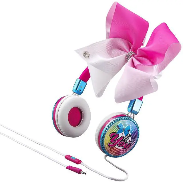 Alt view image 2 of 5 - JoJo Siwa Bow Fashion Headphones with Built-in Microphone for Video Call or Zoom Meeting, Wired Headphones & Travel Pouch Designed for Fans of JoJo Siwa Gifts