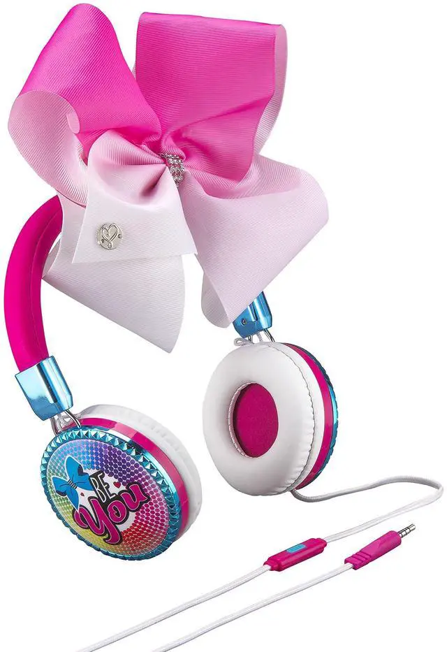Alt view image 3 of 5 - JoJo Siwa Bow Fashion Headphones with Built-in Microphone for Video Call or Zoom Meeting, Wired Headphones & Travel Pouch Designed for Fans of JoJo Siwa Gifts