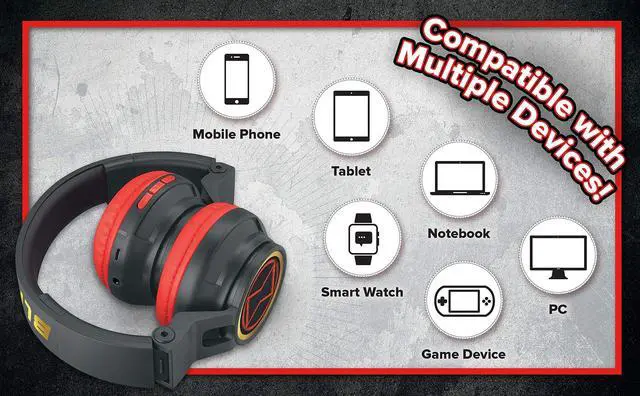 Alt view image 4 of 5 - Black Widow Kids Bluetooth Headphones, Wireless Headphones with Microphone Includes Aux Cord, Volume Reduced Kids Foldable Headphones for School, Home, or Travel