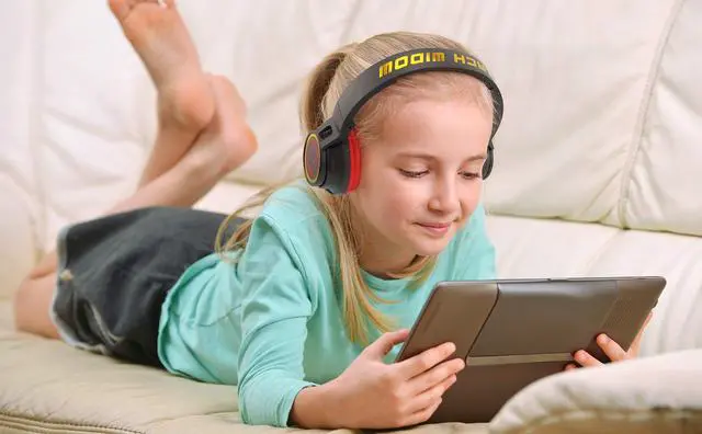 Alt view image 3 of 5 - Black Widow Kids Bluetooth Headphones, Wireless Headphones with Microphone Includes Aux Cord, Volume Reduced Kids Foldable Headphones for School, Home, or Travel
