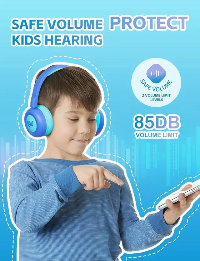 Alt view image 3 of 5 - Kids Bluetooth Headphones,Toddler Headphones with Microphone,85dB Volume Limited,Bluetooth 5.3 Twistable Lightweight Kids Wireless Earphones for Boy Girl Tablet Travel School