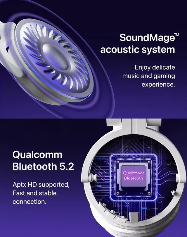 Alt view image 5 of 5 - YOWU RGB Cat Ear Headphones CE White and Crystal Headphone Stand Pink, Accessories for The Ultimate Experience