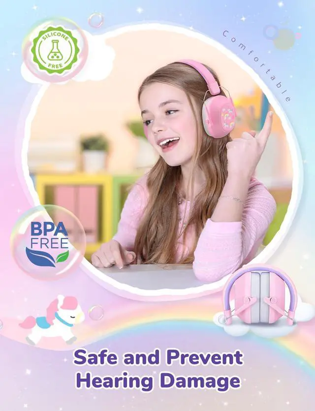 Alt view image 4 of 5 - iClever Lollipop Kids Headphones Cat Ear & EM01 Noise Cancelling Headphones for kids