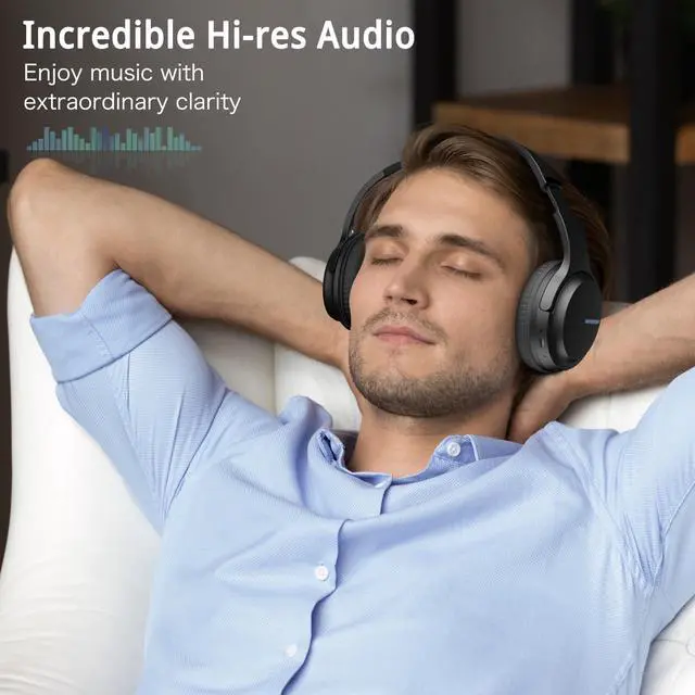 Alt view image 5 of 5 - AMORNO Bluetooth Headphones Over Ear, 68 Hours Playtime Wireless Headphones with Mic, Foldable Adjustable Lightweight HiFi Stereo Headset for Cellphone/PC/Work/Travel/Home/Office (Black)
