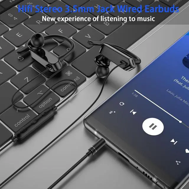 Alt view image 5 of 5 - AIAUXAI Wired Over Ear Earbuds, 3.5mm Jack Earphones with Microphone for iPhone laptops PC Noise Cancelling Headphones HiFi Stereo Phone Calls