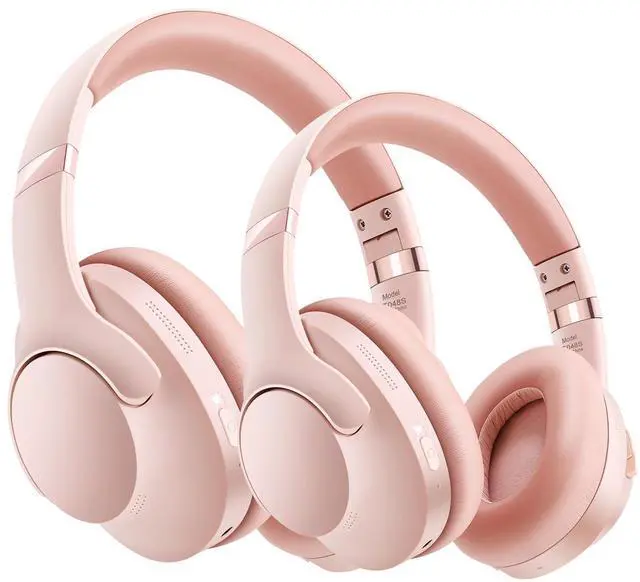 Main image of Pink Noise Cancelling Headphones Wireless Over Ear, 50 Hours Playtime, Bluetooth 5.4 Headphones, Music & Gaming Headphone with Microphone, HiFi Stereo, Deep Bass, Soft Earpads for Cellphone/PC 2PCS