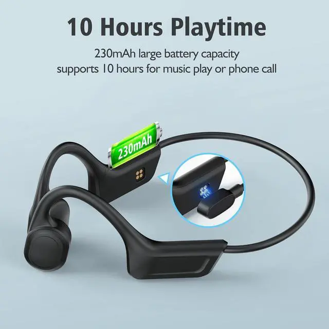 Alt view image 3 of 5 - Bone Conduction Headphones IPX8,Bluetooth 5.4, Built-in 32GB Memory for MP3 Music Player, Open Ear Bluetooth Headphones with Mic,10hours Music Playback