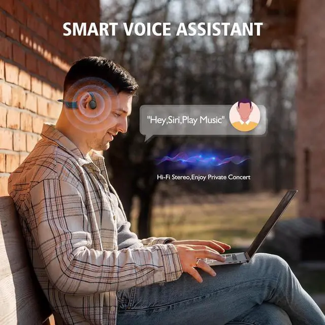 Alt view image 4 of 5 - Bone Conduction Headphones IPX8,Bluetooth 5.4, Built-in 32GB Memory for MP3 Music Player, Open Ear Bluetooth Headphones with Mic,10hours Music Playback