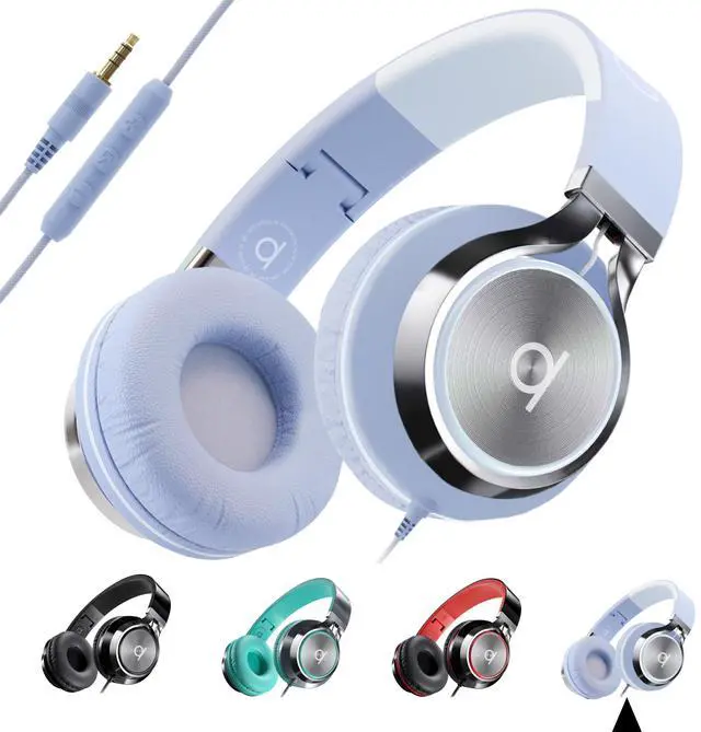 Main image of ARTIX CL750 On-Ear Headphones Wired with Mic and Volume Control -- Noise Isolating Corded Over Ear Headphones with Microphone for Laptop and Computer, Plug in Headset with Cord (Aux Jack 3.5mm)