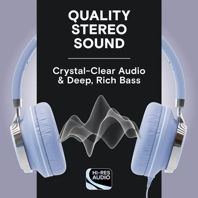 Alt view image 2 of 5 - ARTIX CL750 On-Ear Headphones Wired with Mic and Volume Control -- Noise Isolating Corded Over Ear Headphones with Microphone for Laptop and Computer, Plug in Headset with Cord (Aux Jack 3.5mm)