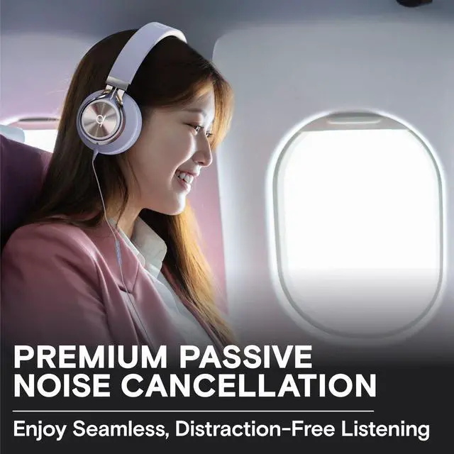 Alt view image 3 of 5 - ARTIX CL750 On-Ear Headphones Wired with Mic and Volume Control -- Noise Isolating Corded Over Ear Headphones with Microphone for Laptop and Computer, Plug in Headset with Cord (Aux Jack 3.5mm)