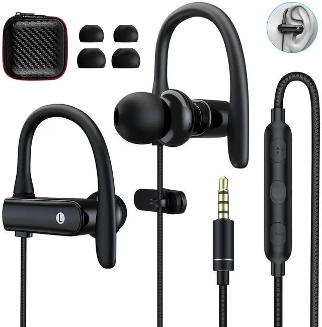 Main image of 3.5mm Headphones Sport Wired Earbuds with Microphone Noise Isolating Earphone HiFi Stereo Over Ear Buds Wired Plug in with Ear Hook for Samsung Galaxy A15 A03s A14 S10 A12 Moto Switch MP3 Running Fit